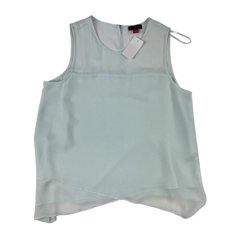 Vince Camuto Layered Assymetric Chiffon Sleeveless Blouse Blue Size S